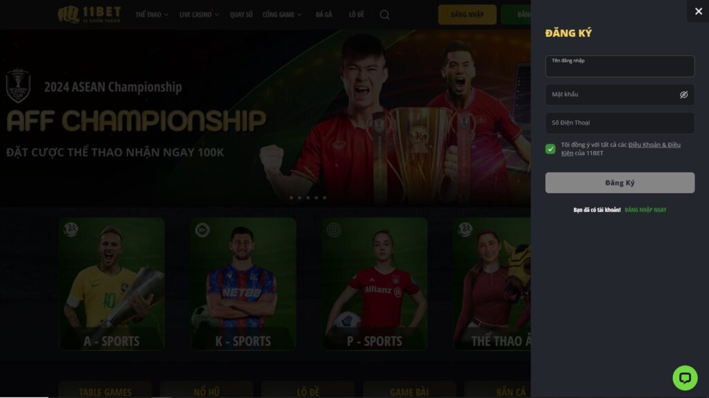 Đăng ký tài khoản 11Bet